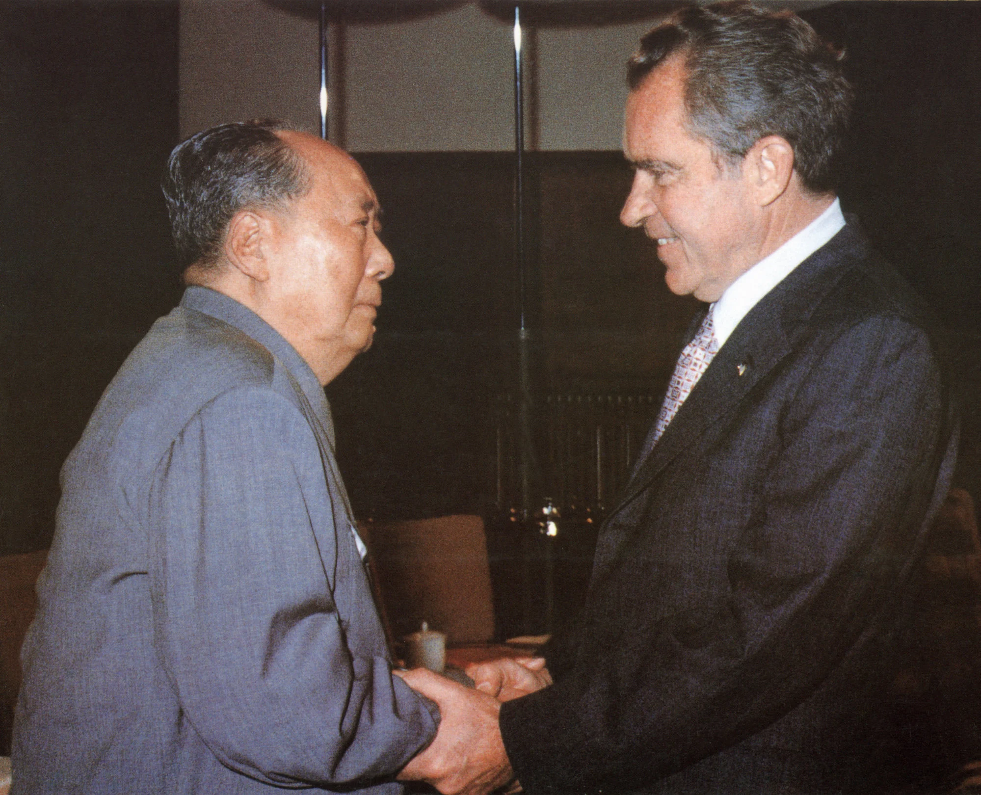Mao Zedong welcoming US President Richard Nixon at his home in Beijing on 22 Feb 1972.  Nixon urged China to join the US in a 'long march together' on different roads to world peace. Photo: AFP